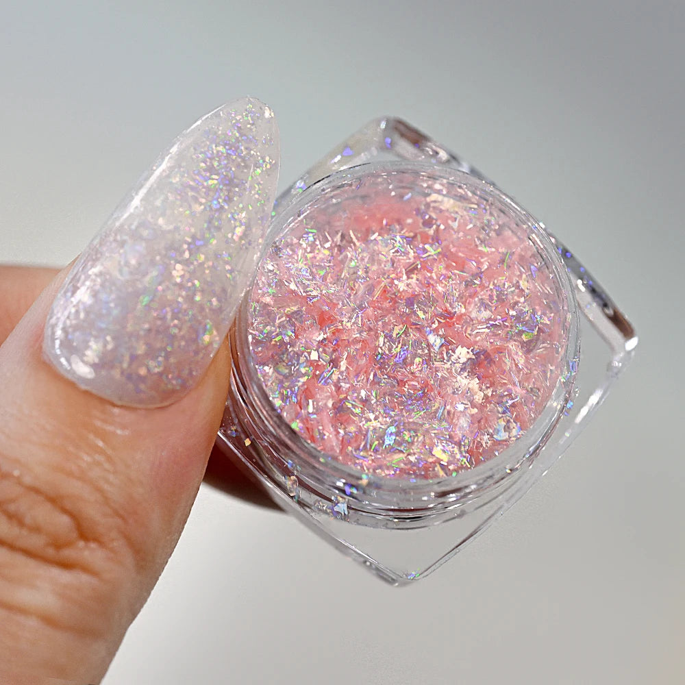 5-Colors Dreamy Aurora Purple Brocade Nail Glitter Powder Ultra-thin Polarized Edelweiss Purple Powder DIY Manicure Opal Dust