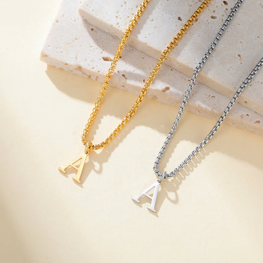 Initial Letter A-Z Necklace for Men Stainless Steel Alphabet Pendant Man Chains Punk Jewelry Birthday Gift 2026 Waterproof