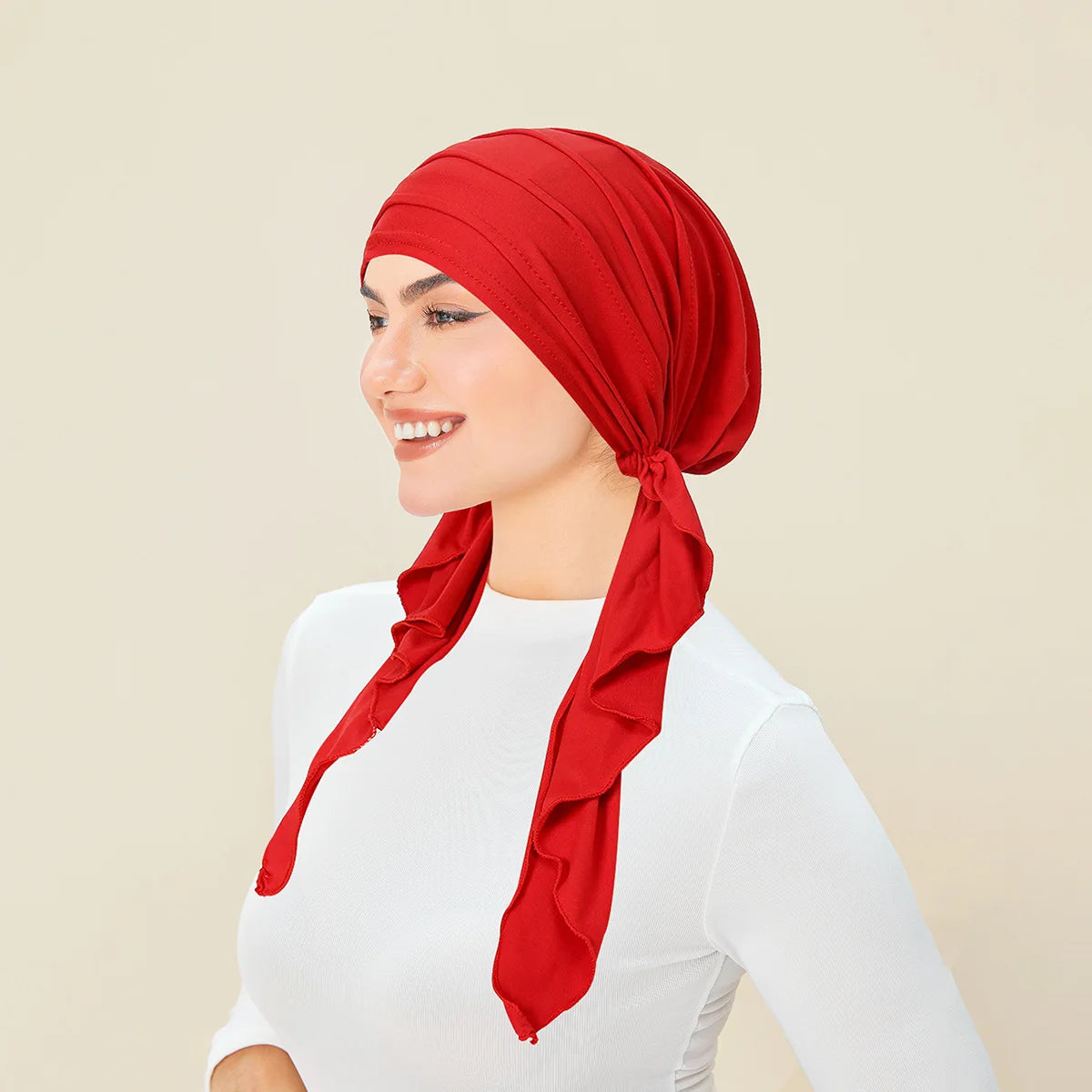 Shiny Glitter Elastic Solid Color Pre-Tied Hijabs Wrap Head Scarf Muslim Turban Bonnet for Women Inner Hat Turbantes Caps Mujer