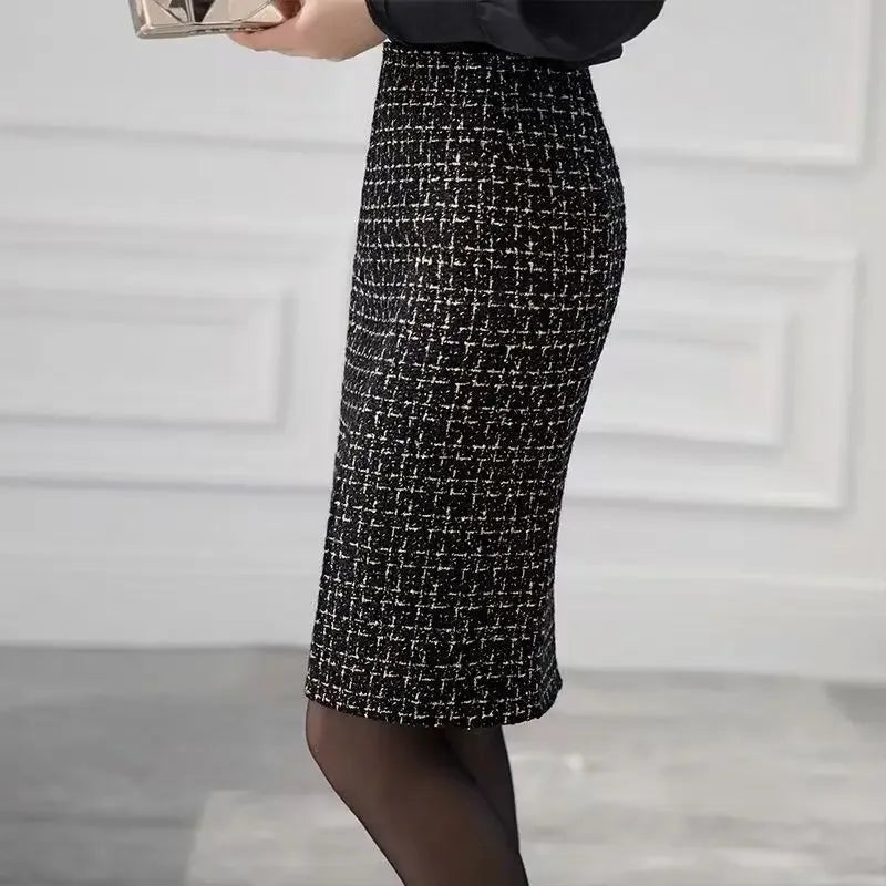 High Waist Slim Split Skirt