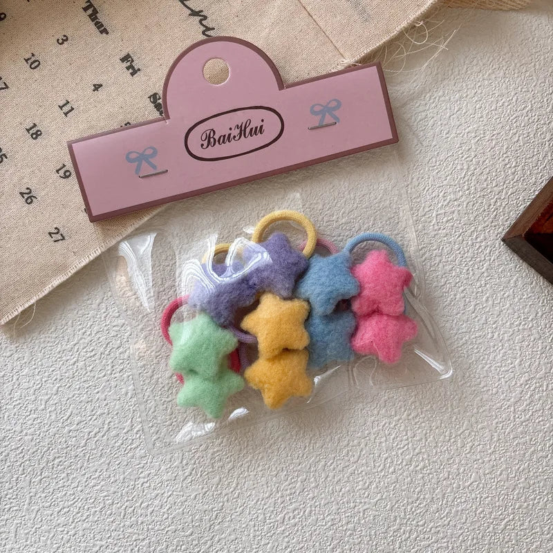 10PCS Korean Fashion Baby Girls Hair Ties Lovely Stars/Heart Girls Elastic Hair Bands Hair Accessories Baby Thumb Headwears Rope