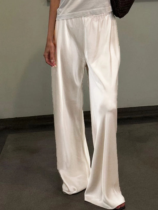 Chic Satin Wide Leg Dress Pants