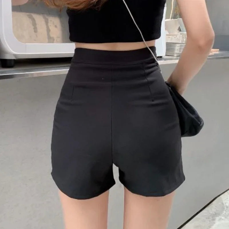 High-Waisted Front-Zip Tailored Shorts