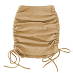 Solid Color Drawstring Ruched Skirt