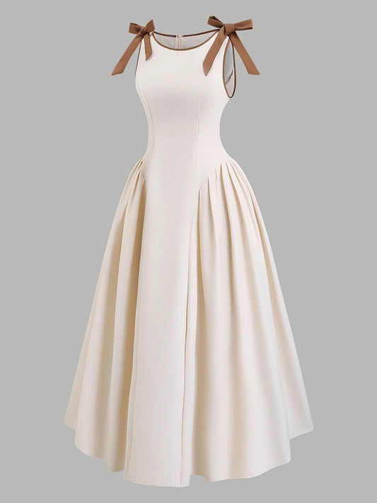Round-Neck Halter Mid-Length Dress