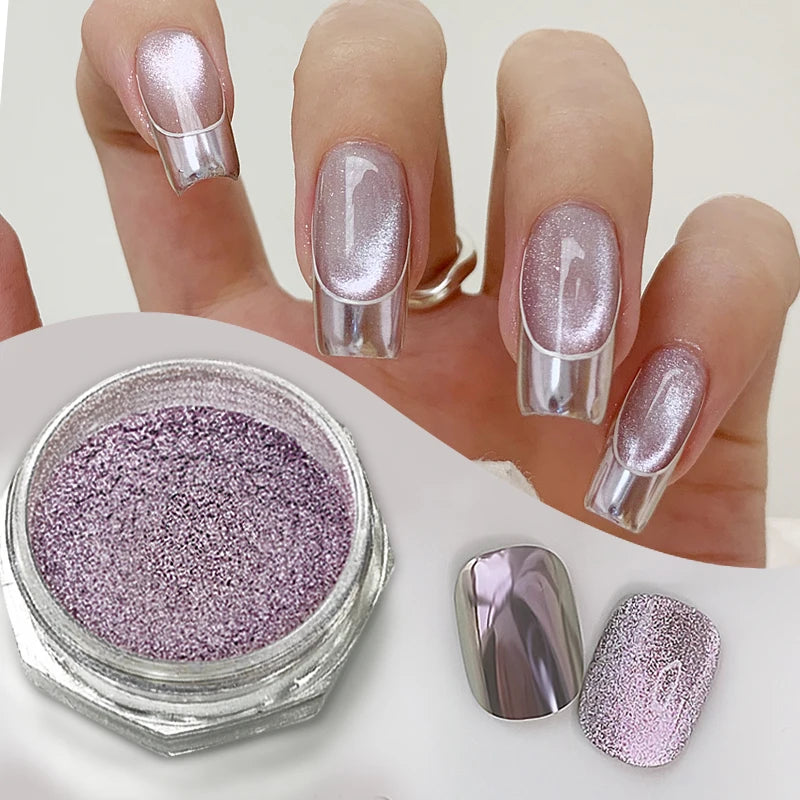 Water Light Purple Cat Magnetic Nail Powder Glitter Cat Magnet Effect Metallic Nail Pigment Dust Nail Art Supplies Decoration