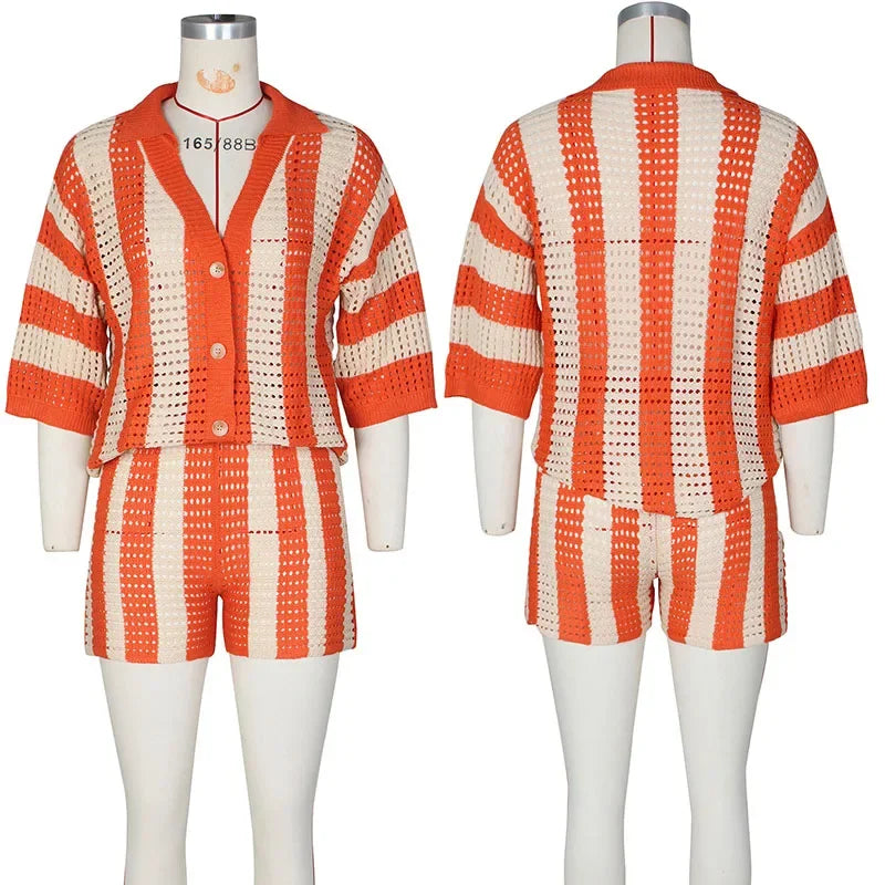Striped Knitted 2 Piece Set