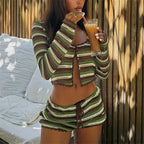 Boho Beach Striped Crochet 2 Piece Set