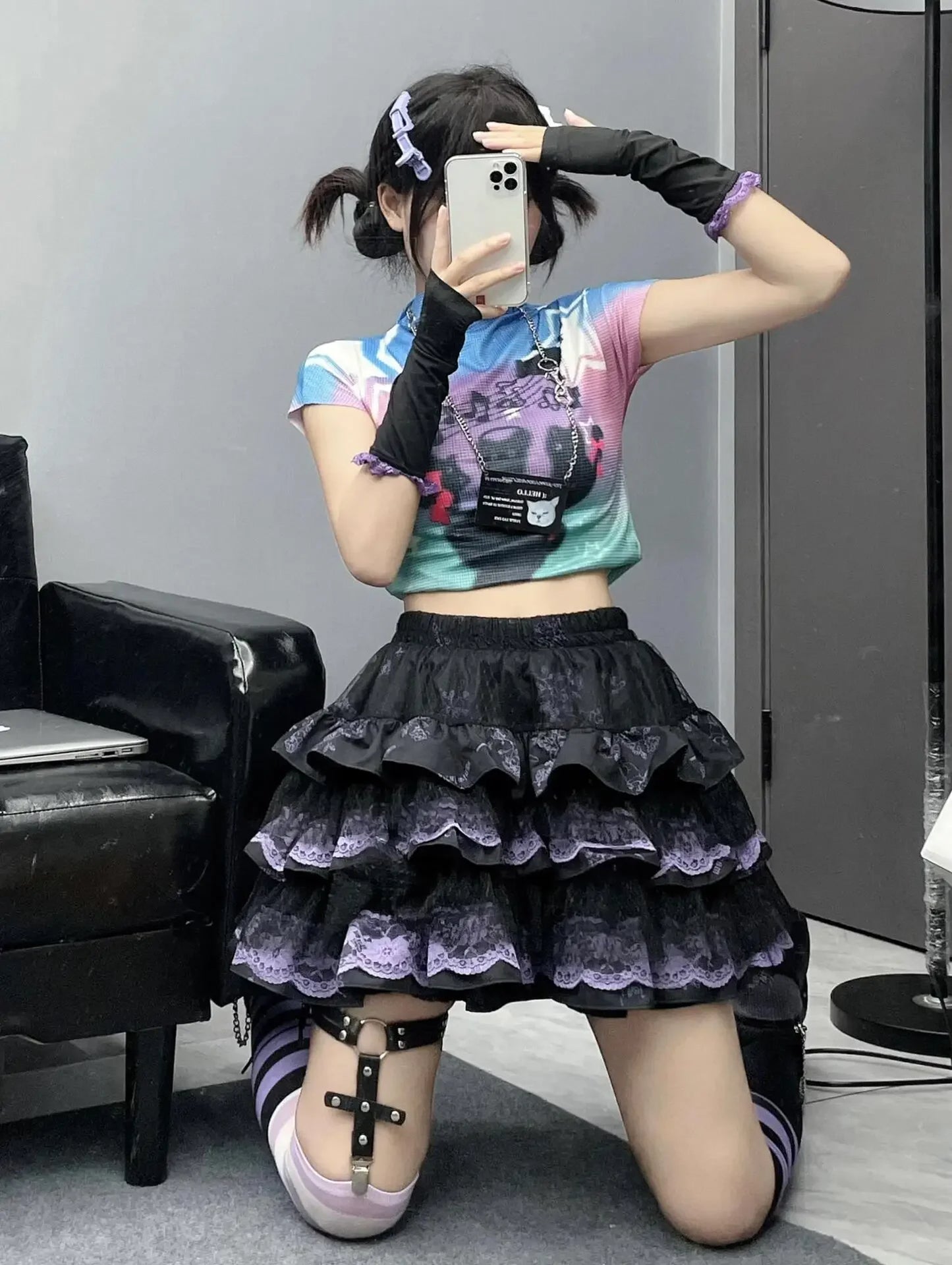 Lace Layered Puff A-line Skirts