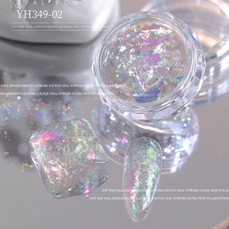 5-Colors Dreamy Aurora Purple Brocade Nail Glitter Powder Ultra-thin Polarized Edelweiss Purple Powder DIY Manicure Opal Dust
