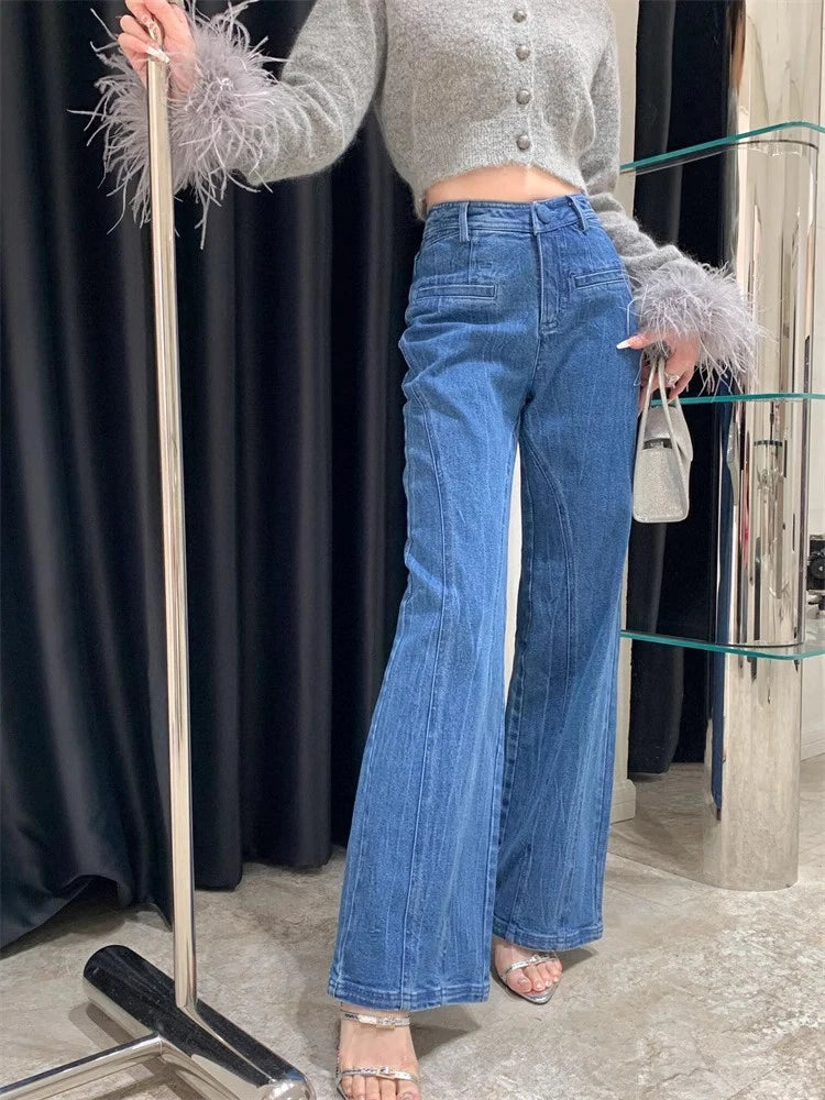 TWOTWINSTYLE Solid Designer Patchwork Bowknot Denim Pant