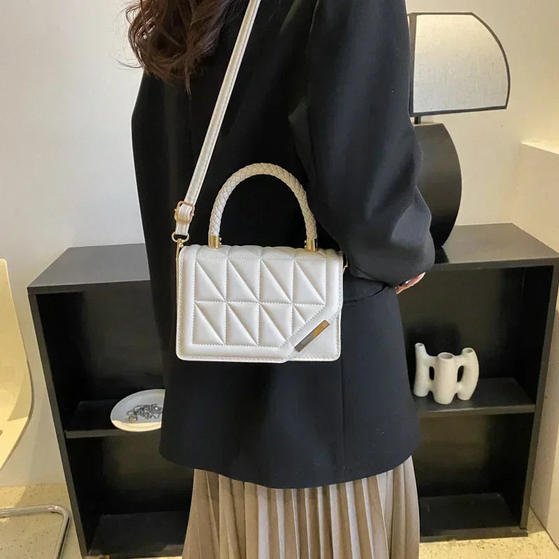 Plaid PU Leather Square Handbag