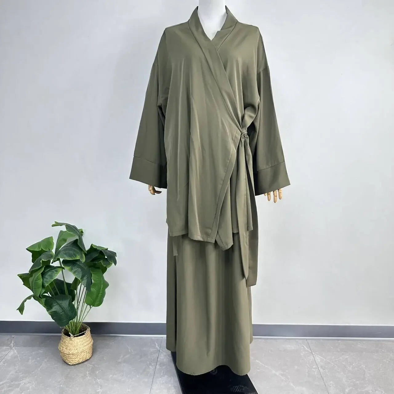 Eid Muslim Suit Modest Two Piece Women Lace Up Top Skirt Outfits Ramadan Morocco Dubai Abayas Ensemble Islam Arab Jalabiya 2025