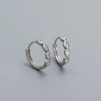 925 Sterling Silver Fashion Simple Drop Row Zircon Ear Buckle