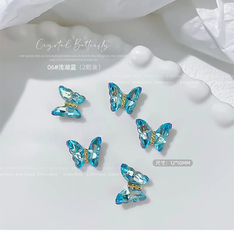 10Pcs Fairy Pink Zircon Nail Art 3D Charms Jewelry Butterfly Shaped Nail Crystal Alloy Decals 11*9mm Rhinestone Nail Decoration*