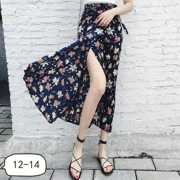 High Waisted Lace-Up Wrap Midi Skirt