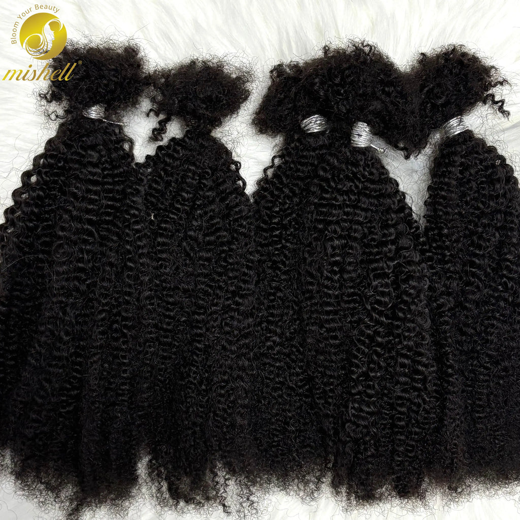 30g/bundle Afro Kinky Curly Human Hair Bundles 4a 4b 4c Deep Wave Bulk Human Hair Bundles Deal Hair Extensions for Braids/Twists