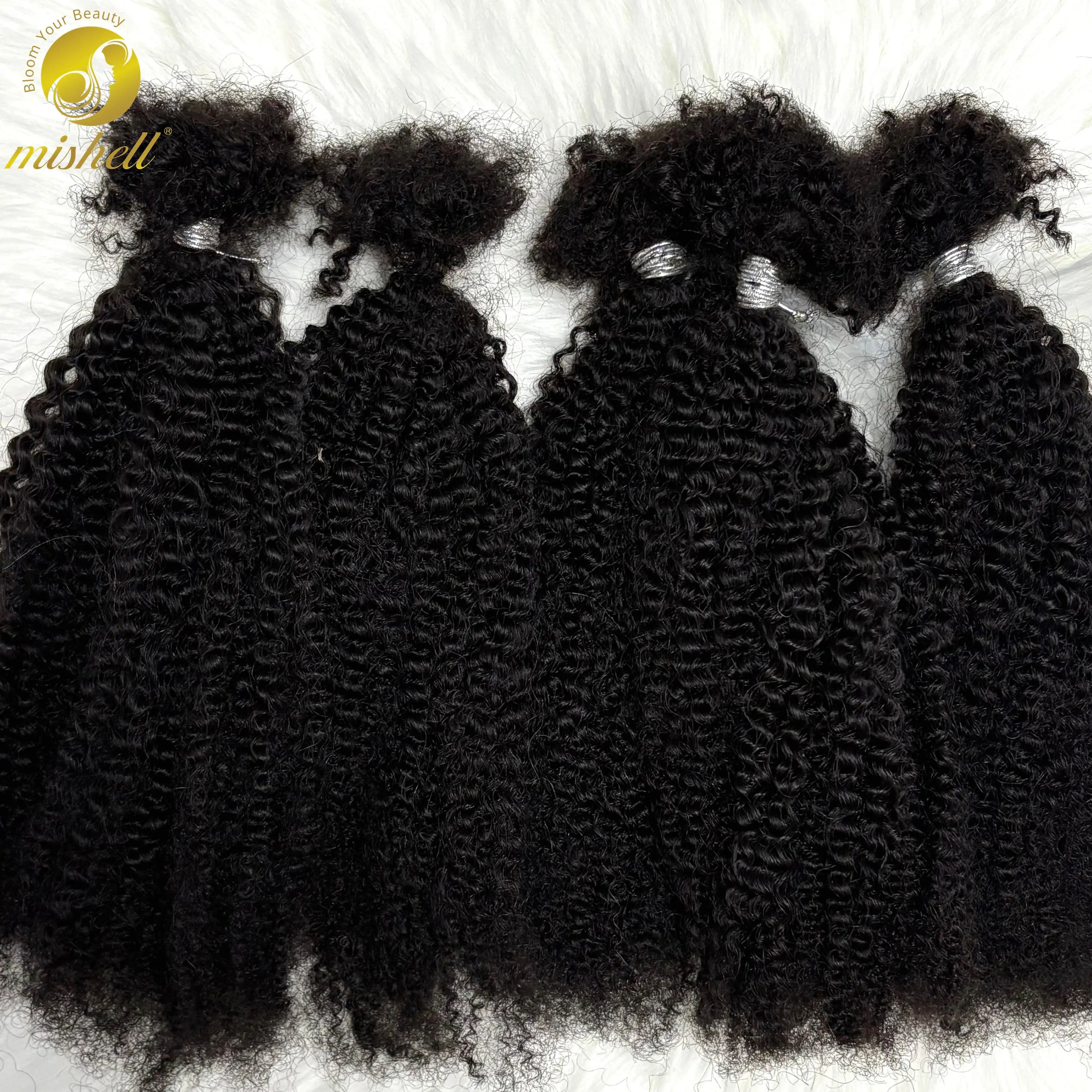 30g/bundle Afro Kinky Curly Human Hair Bundles 4a 4b 4c Deep Wave Bulk Human Hair Bundles Deal Hair Extensions for Braids/Twists