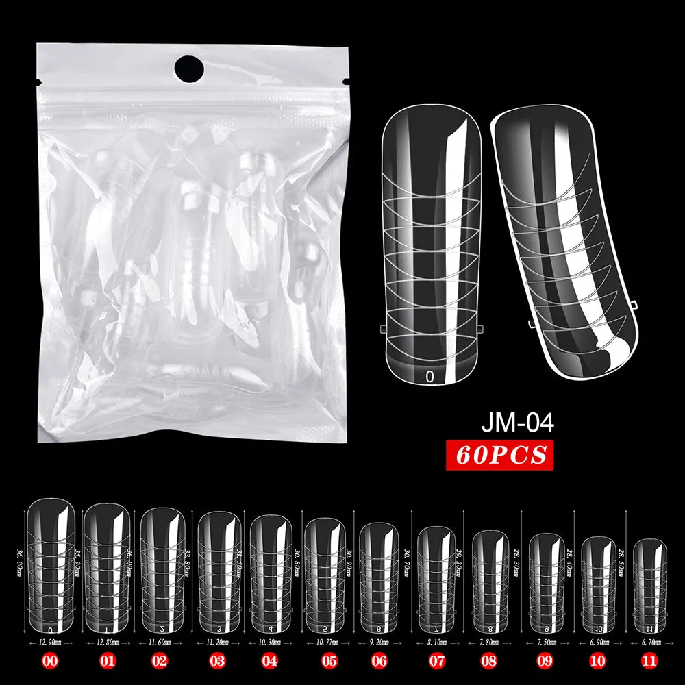 Fake Nail Forms Tips UV Gel For Extension Building Gel Polish Fake Artificial Tool 60pcs