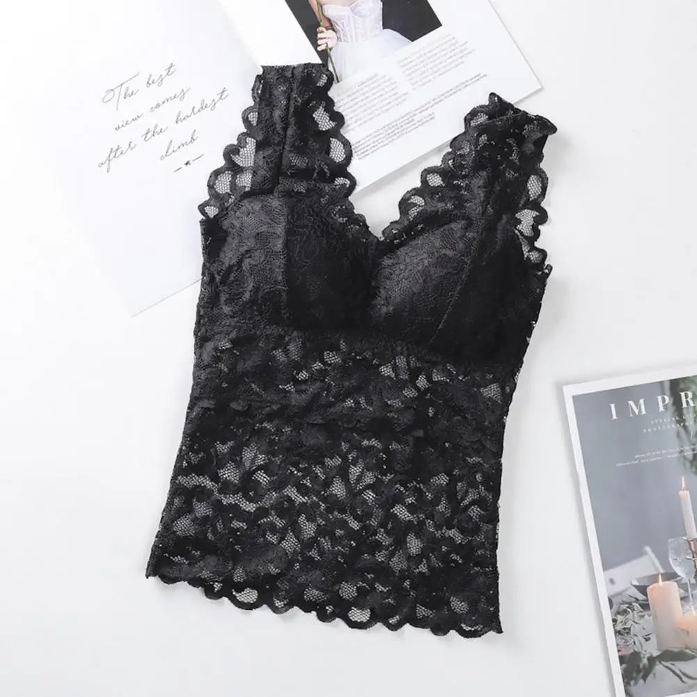 Floral Lace Camisole with Built-in Bra