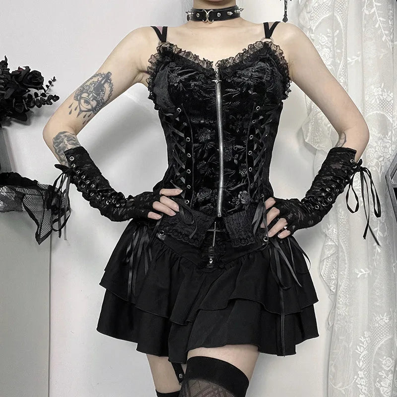 Lace Cross Mini Skirt