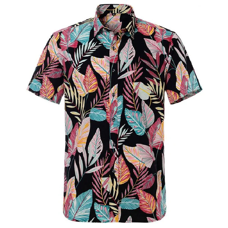 Short Sleeved Shirt With Lapel Button Up