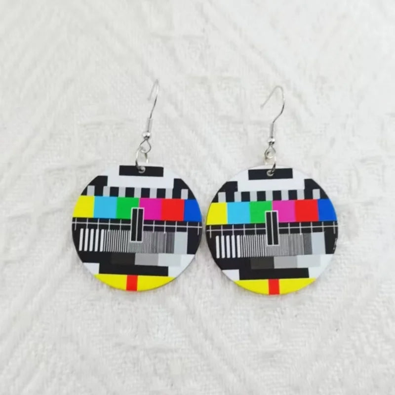 Acrylic Double-Sided No Signal TV Earrings