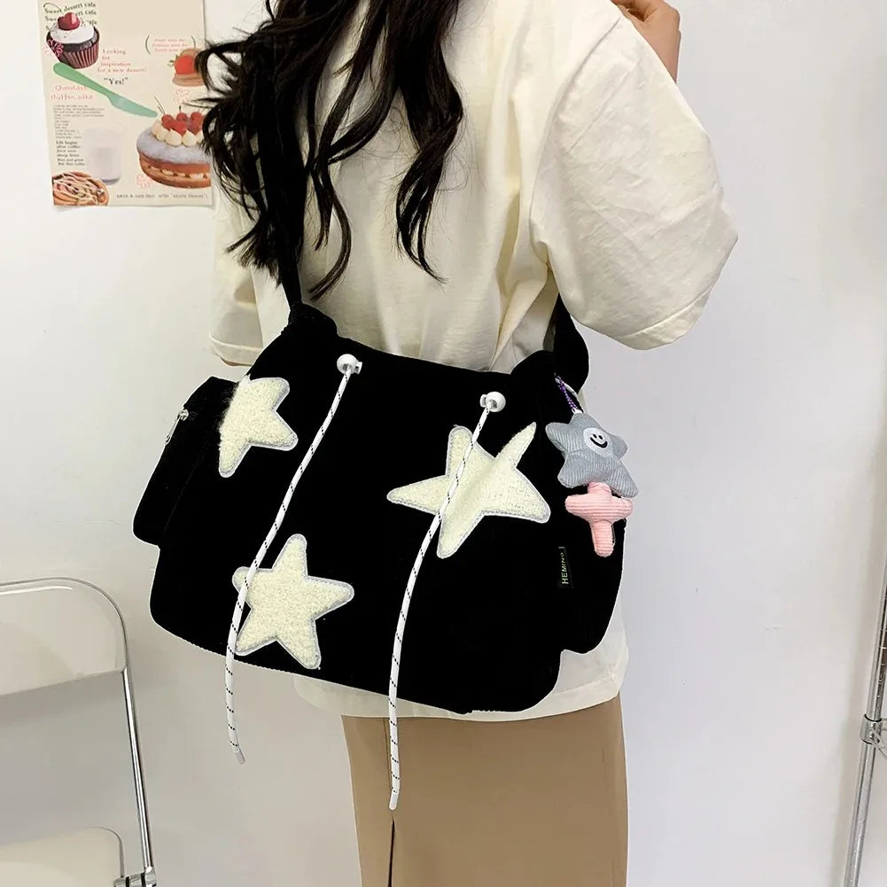Star Pattern Corduroy Crossbody Bag