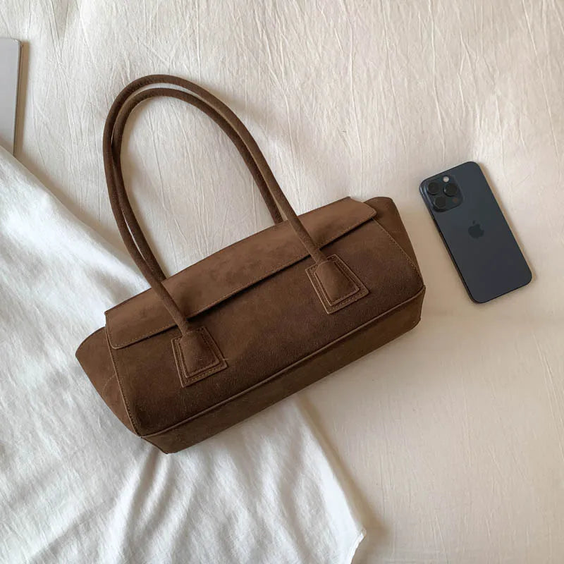 Faux Suede Shoulder Bag