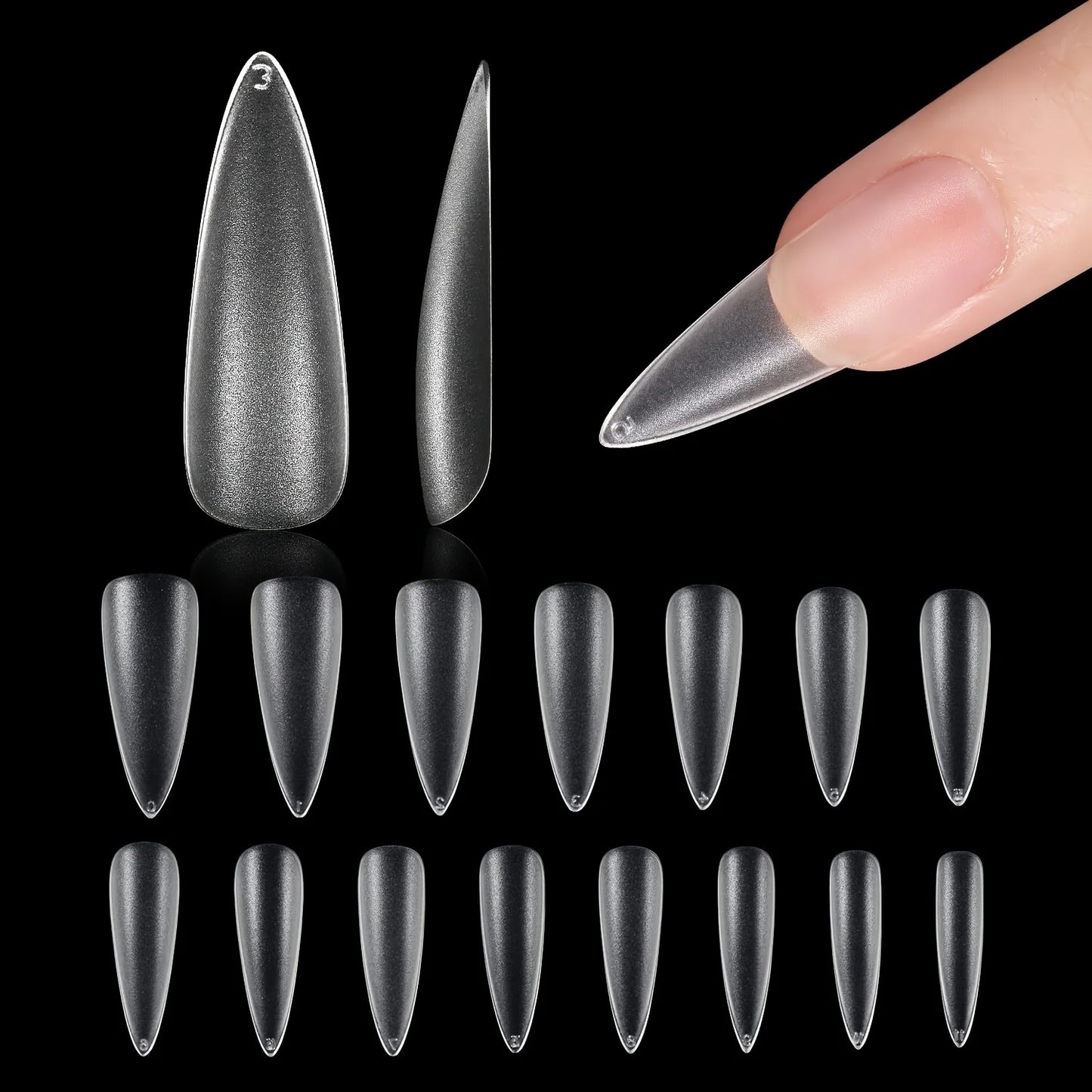 240pcs Long Coffin/Medium Stiletto Fake Nail Tips, Matte Soft Gel X Nail Tips, 12 Sizes Full Cover ABS False Press on Nails Tips