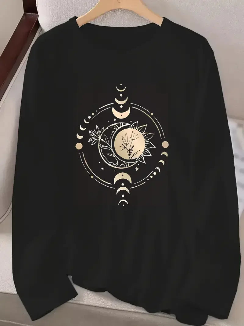 Sun Moon Stars Floral Design Tee