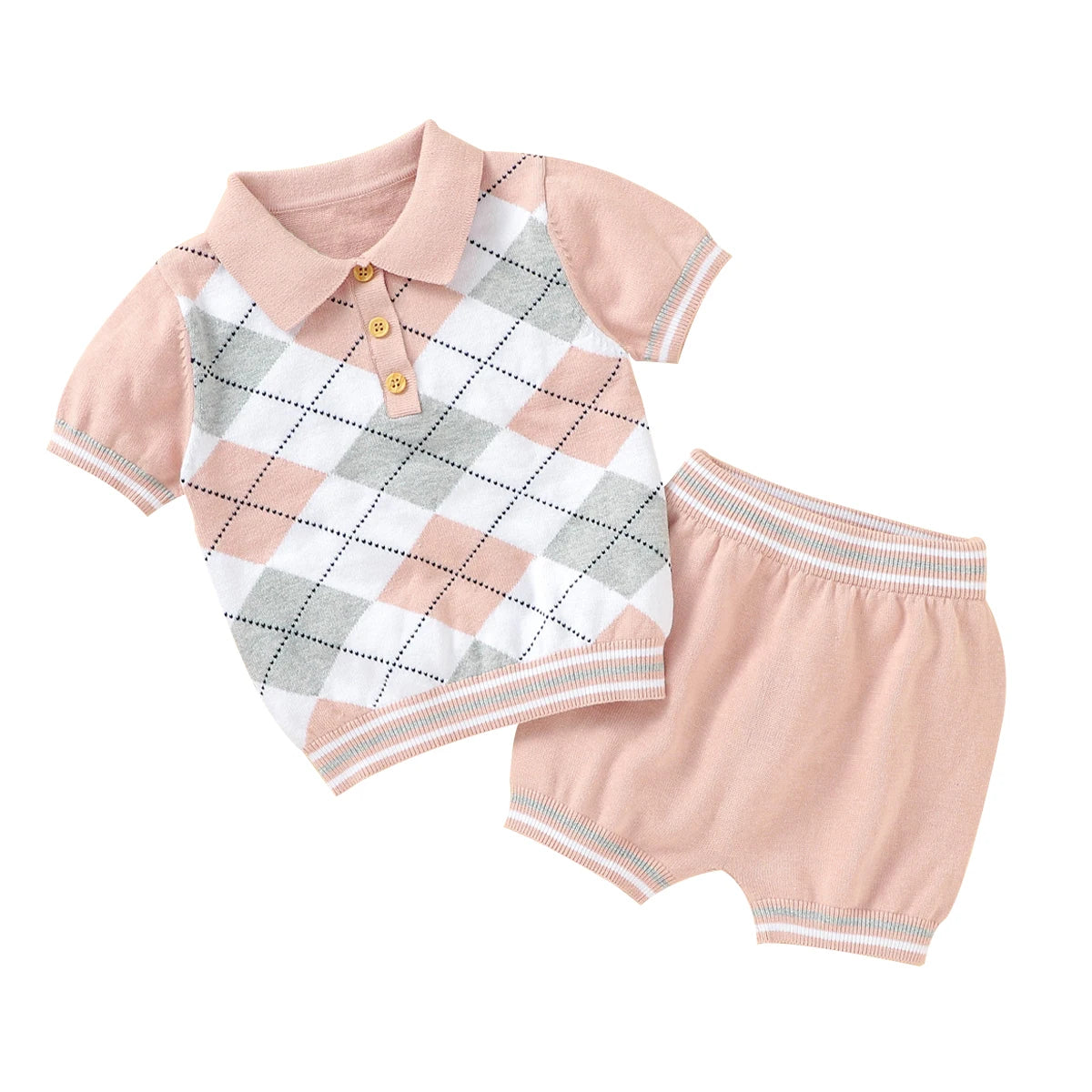 サマーベビー男の子ジェントルマンスタイル服セット ファッション ブルー 半袖 タートルネックTシャツ+ショートパンツ 幼児用コットン服 0-18ヶ月