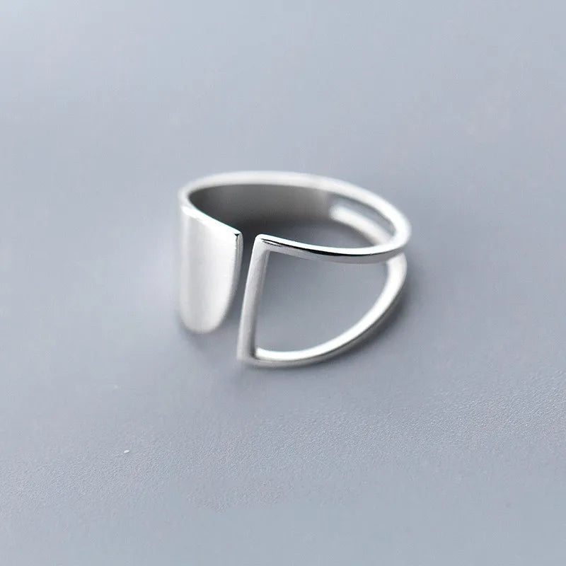 925 Sterling Silver Geometry Open Ring
