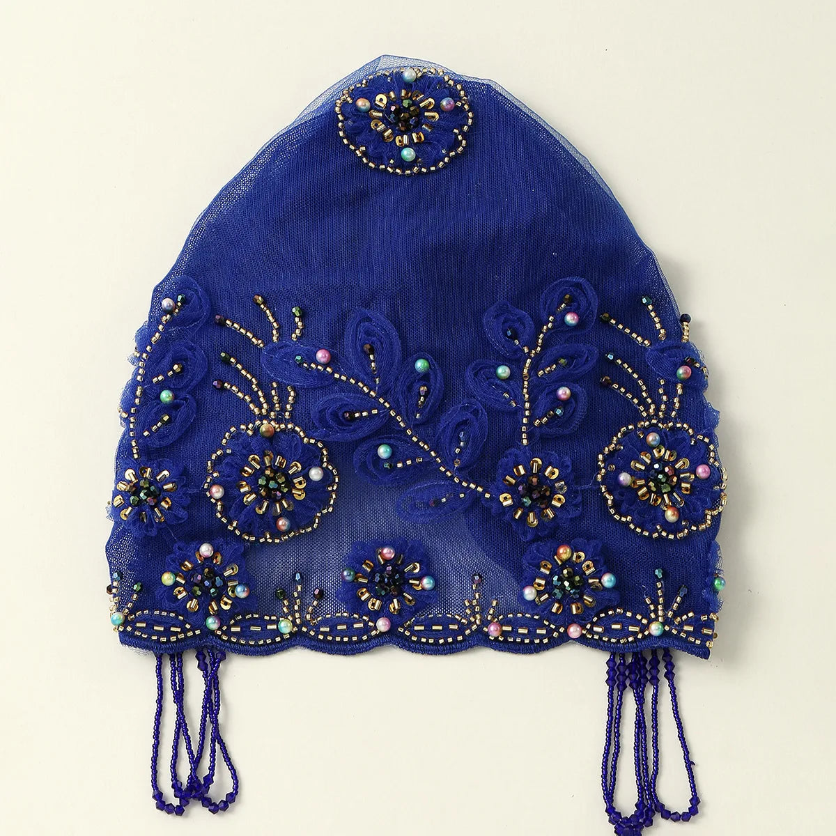 New Lace Embroidery Bonnet Turban Tassel Beaded Hat Women Muslim Hijab Beanies Islam Wedding Headscarf Party Wrap Turbante Mujer