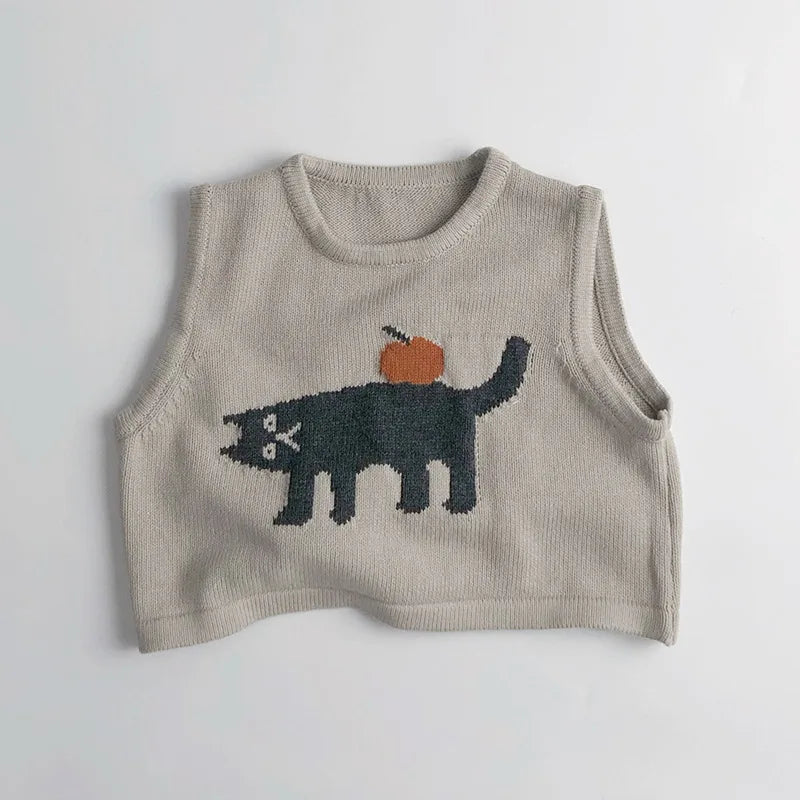 Animal Graphic Knit Sweater Vest
