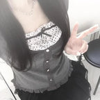Polka Dot Print Contrast Patchwork Knitted Top