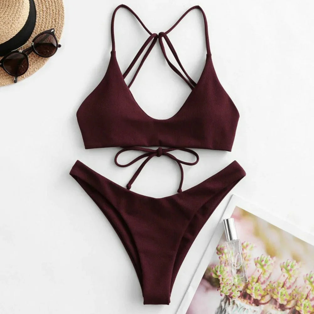 KUKAKEY String Backless Bikini