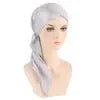 Shiny Glitter Elastic Solid Color Pre-Tied Hijabs Wrap Head Scarf Muslim Turban Bonnet for Women Inner Hat Turbantes Caps Mujer