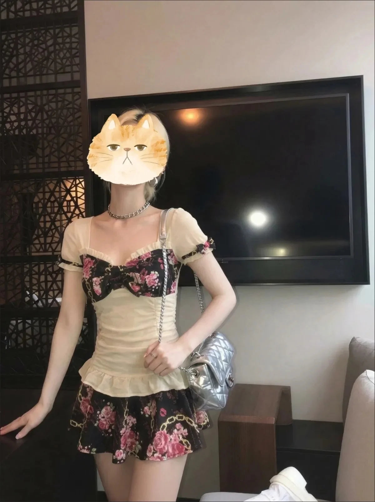 Bow Top + Short Skirt Set