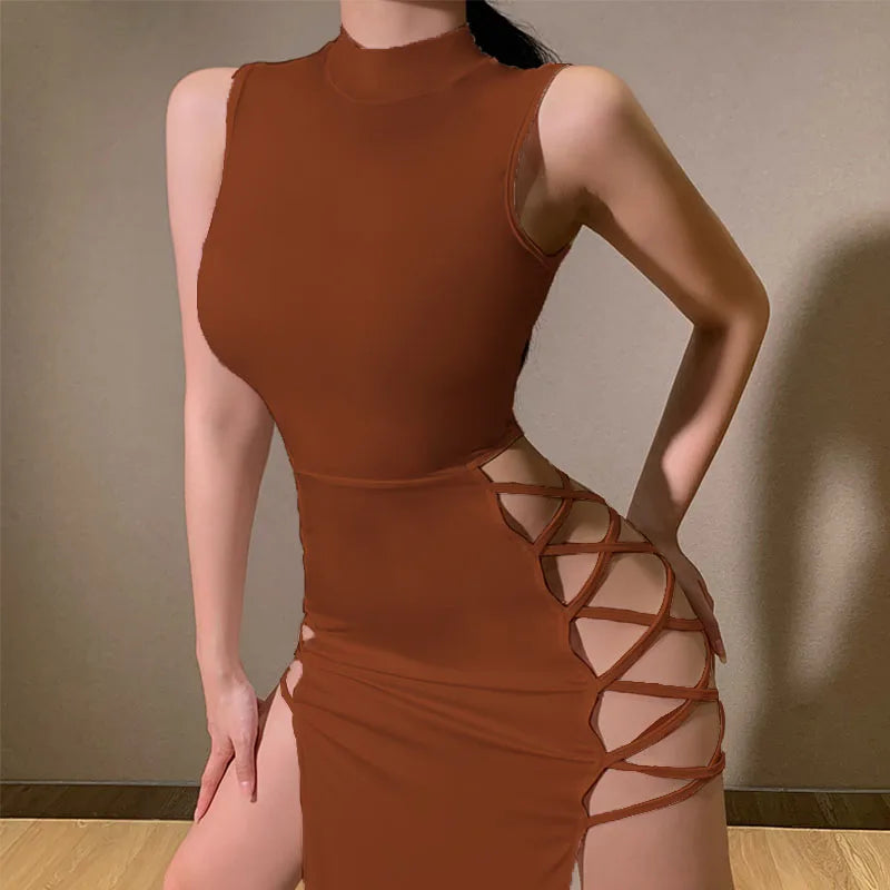 O-neck Cross Bandage Dress