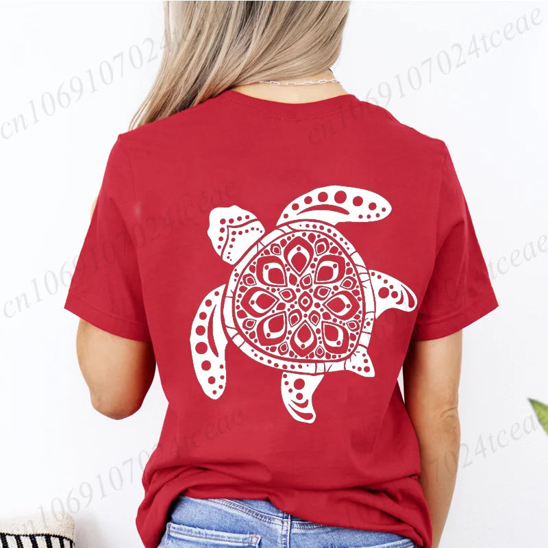 Sea Turtle Floral Print Tee