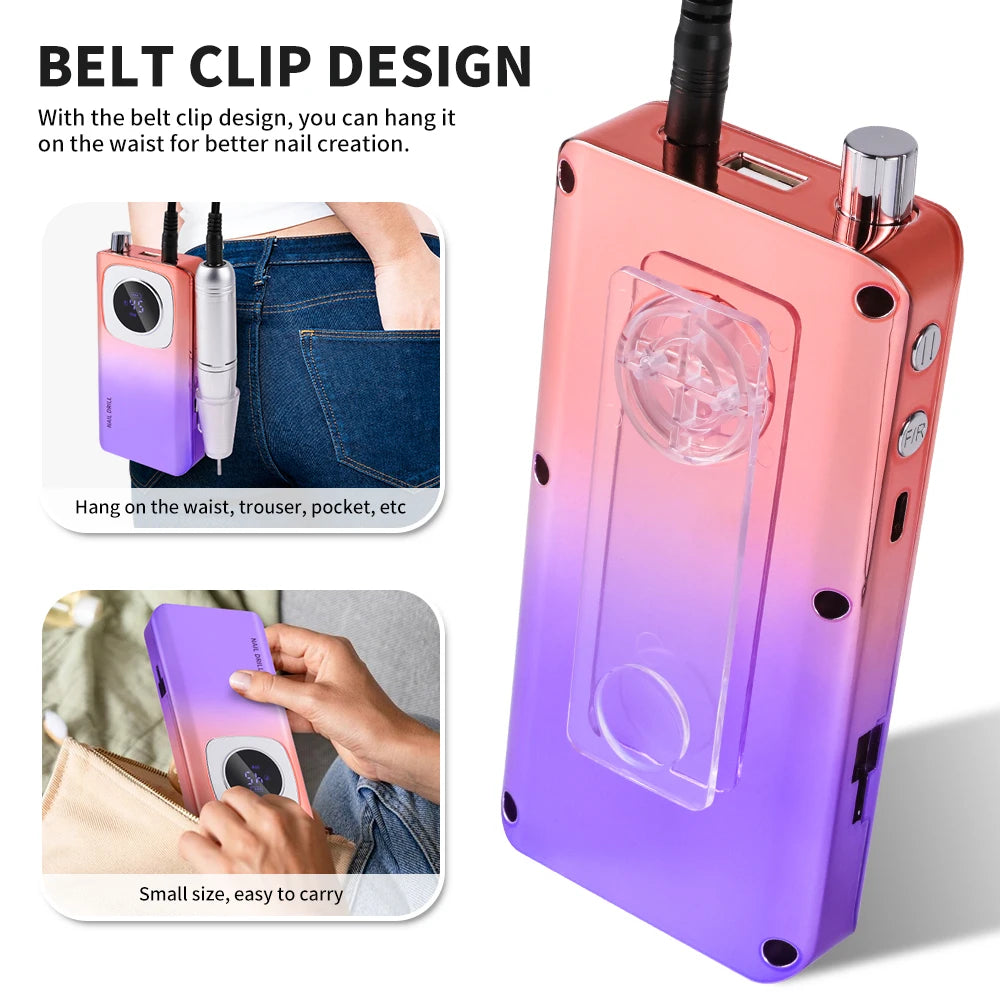 LIMEGIRL V4 45000RPM Electric Portable Nail Drill Machine Rechargeable for Gel Nails Polish Portable Nail File Manicure Tools