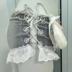Lace Up Denim Shorts
