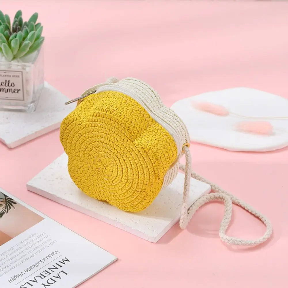 Flower Woven Crossbody Bag