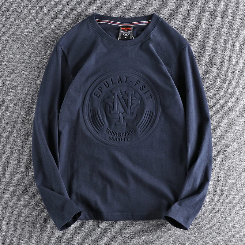 Minimalist Embossed Logo Long Sleeve Tee