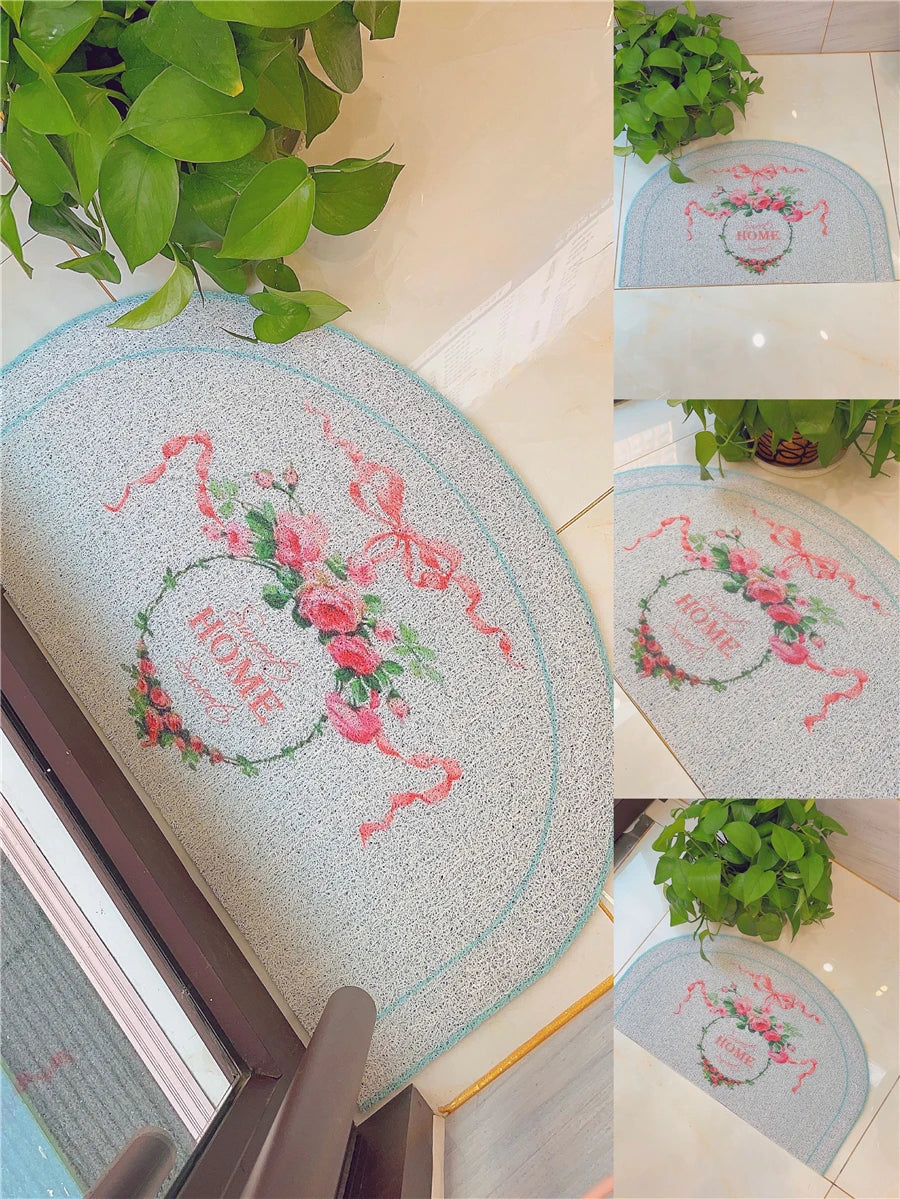 Oval Pink Rose and Cherub Mat