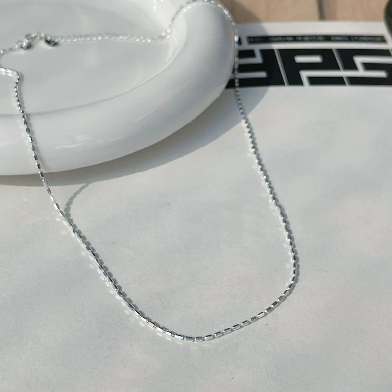 925 Sterling Silver Necklace With Simple Geometric Beads