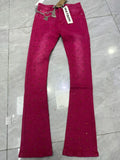 Rhinestone Denim Flared Jeans