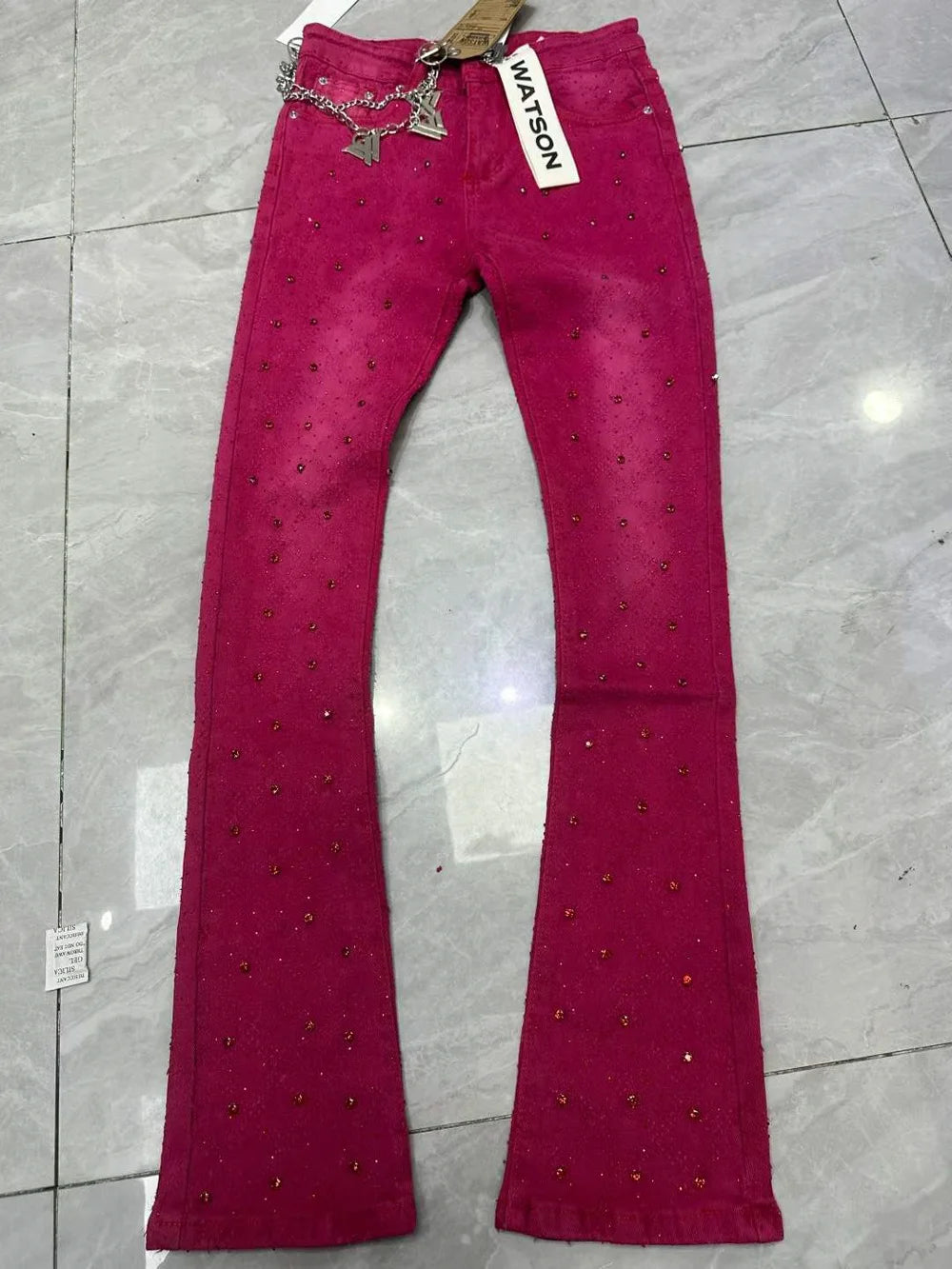 Rhinestone Denim Flared Jeans