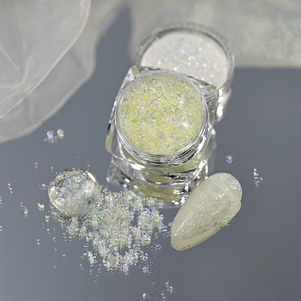 5-Colors Dreamy Aurora Purple Brocade Nail Glitter Powder Ultra-thin Polarized Edelweiss Purple Powder DIY Manicure Opal Dust